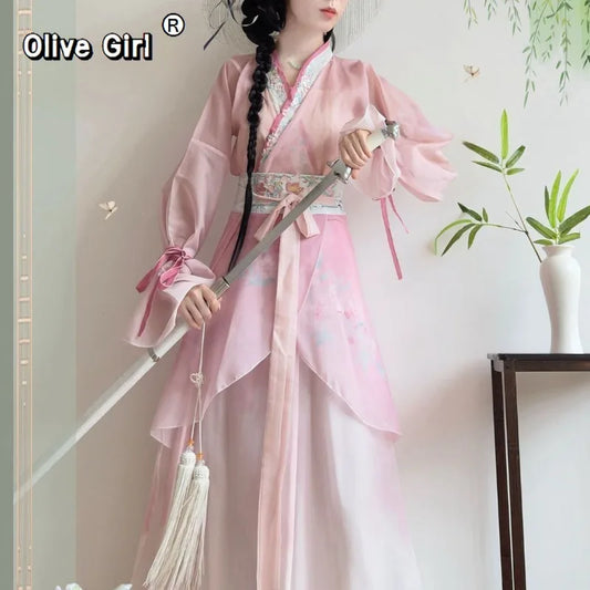 Olivegirl Original Hanfu Dress High-end Female Fairy Film TV Fairy Elegant Embroidery Daily Spring and Autumn Outfit Cosplay