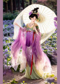 Olivegirl Hanfu Dress Set High End Cosplay Big Sleeve Original Fairy Hanfu Purple Green Embroidered Flower Slimming Set