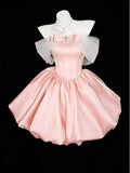 Olivegirl Pink Birthday Dress Rich Lady Short Evening Gown Socialite Princess Hostess Adult Ceremony Graduation Art Exam