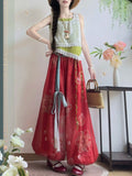 olivegirl Hanfu Set Jacquard Vest Strappy Lantern Pants Daily Commute Han Element Ensemble Women's Summer 2026