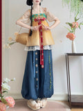 Hanfu Lantern Pants Set | Half Sleeve Embroidered Camisole Skirt | Lightweight Summer Outfit