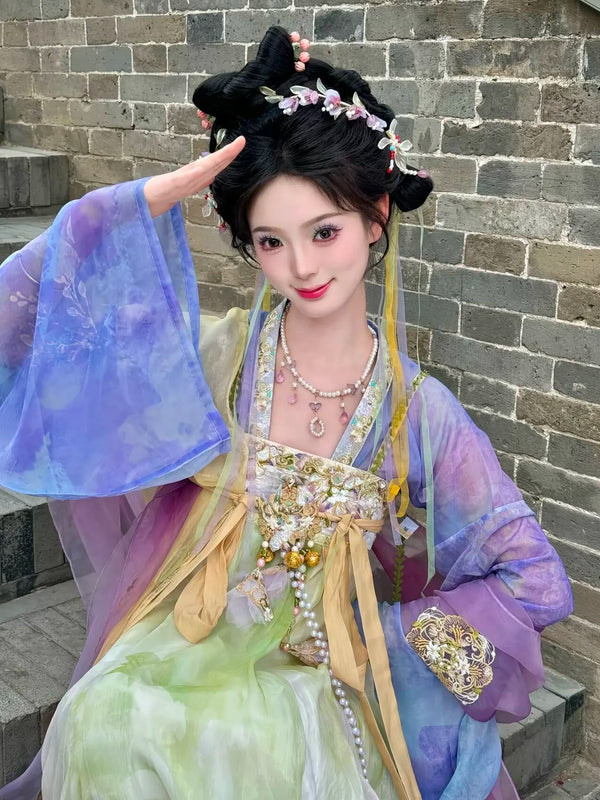 Purple Hanfu Dress | Tang Dynasty Goddess Embroidery | Ancient Fairy Cosplay Set