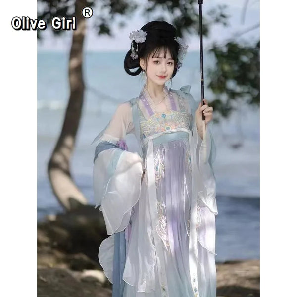 Mandarin Collar Hanfu Dress | Tang Style Embroidery | Traditional Chinese Casual Cosplay