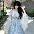 Olivegirl 2026 Summer Dress Elegant Strapless Sleeveless Girl's Butterfly Embellished Dress Waist Cinch Flared Dresses Layers