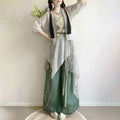 Song Dynasty Hanfu Set | Printed Suspender Pants & Short Shirt | Sweet Elegant Summer Outfit