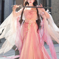 Pink Fairy Tale Hanfu Dress | High-End Floral Embroidery | Flowing Waist-Length Cosplay