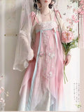 Tang Dynasty Hanfu Dress | Embroidered Fairy Set with Matching Cardigan | Spring Summer