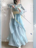 Olivegirl Hanfu Dress Embroidered Flower Chiffon Elegant Fairy Costume Original Long Style Daily Ancient Set Summer Cosplay