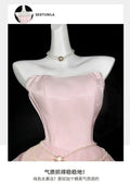 Olivegirl Strapless Evening Dress Female Heiress Socialite Birthday Party Princess Dress Graduation Ceremony Short Fluffy