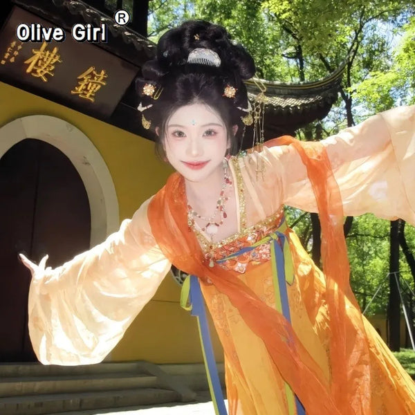 Original Han Tang Hanfu Dress | Embroidered Chest-Length Skirt | Spring Summer Cosplay Set
