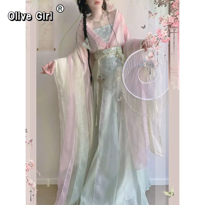 Original High-End Hanfu Dress | Heavy Floral Embroidery | Ancient Chinese Traditional Cosplay