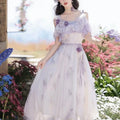 Olivegirl Women's Strapless Dress 3D Lace Flower Top High End Elegant Sweet Dress Party Banquet Beach Travel Live Lady's Clothes
