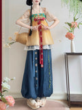 Hanfu Lantern Pants Set | Half Sleeve Embroidered Camisole Skirt | Lightweight Summer Outfit
