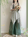 Song Dynasty Hanfu Set | Printed Suspender Pants & Short Shirt | Sweet Elegant Summer Outfit