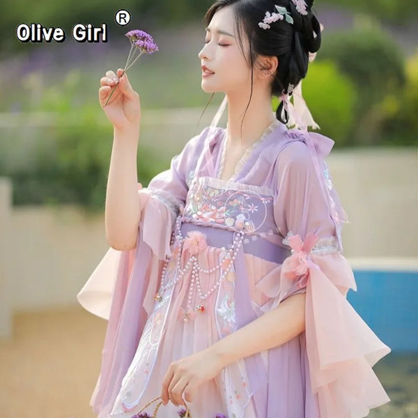 Traditional Hanfu Dress | Pink Purple Green | Ancient Chinese Carnival Cosplay Summer