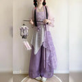 Song Dynasty Hanfu Set | Printed Suspender Pants & Short Shirt | Sweet Elegant Summer Outfit