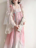 Tang Dynasty Hanfu Dress | Embroidered Fairy Set with Matching Cardigan | Spring Summer