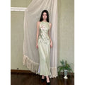 Olivegirl Mint Green Sleeveless Summer Long Dresses for Woman 2026 Floral  Ladies Bodycon Maxi Dress Elegant Lily Print