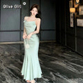 Olivegirl Summer Sexy Dress Evening Gown French Strap Fish Tail Bodycon Acetate Cocktail Dress High-End Elegant Women's Clothing
