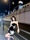 Olivegirl High End Dress with Nail Beads Heiress Socialite Flower Strapless Hip Hug Black Sleeveless 2026 Summer Banquet Dress