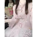 Women's Two Pieces Outfits Embroidered Pink Flower Top Short Skirt Traditional Chinese Clothing Women's Summer 2026 High-end Set