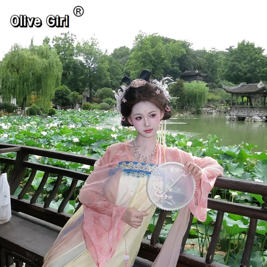 Ethereal Hanfu Dress | Tang Dynasty Embroidery | Flowing Spring Summer Cosplay Outfit