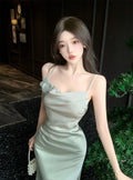 Olivegirl Summer Sexy Dress Evening Gown French Strap Fish Tail Bodycon Acetate Cocktail Dress High-End Elegant Women's Clothing