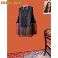 Silk Brocade Patchwork Organza Vest Retro Tassel Buckle Design Sense Top for Women's Vest High-end Elegant Girl's Clothing 2026