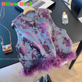 Elegant Vest Women's Clothes 2026 Autumn Feather Splicing Top Traditional Chinese Clothing Coats Jackets