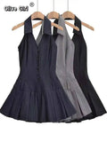 Olivegirl 2026 Summer Dress Fashion Strapless Halter Sleeveless Sexy Short Skirt Trendy Slim Fit Luxury Girls Casual Dresses