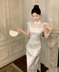 Olivegirl High-end Dress Delicate Lace Flared Sleeves Retro Patchwork Slimming High Slit Youthful Summer Women's Dress 2026