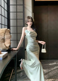 Olivegirl Summer Sexy Dress Evening Gown French Strap Fish Tail Bodycon Acetate Cocktail Dress High-End Elegant Women's Clothing