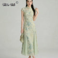 Olivegirl 2026 Chinese style dress women's clothing qipao summer Cheongsams green improved cheongsam fishtail dresses high-end