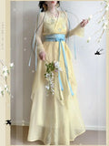 Olivegirl Hanfu Dress Embroidered Flower Chiffon Elegant Fairy Costume Original Long Style Daily Ancient Set Summer Cosplay