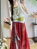 olivegirl Hanfu Set Jacquard Vest Strappy Lantern Pants Daily Commute Han Element Ensemble Women's Summer 2026