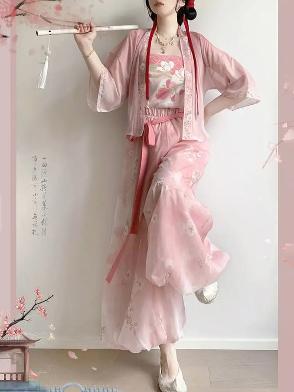Song Dynasty Hanfu Set | Flower Bud Skirt-Pants & Shorts | Casual Chinese Summer Style