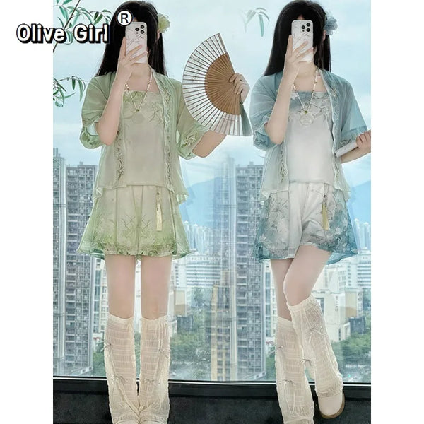Song Dynasty Hanfu Set | Shirt Camisole & Shorts | Modern Chinese Summer Outfit 2026