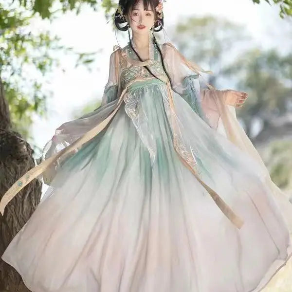 Mandarin Collar Hanfu Dress | Tang Style Embroidery | Traditional Chinese Casual Cosplay