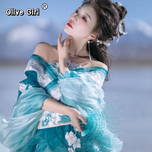 Olivegirl High-end Flower God Hanfu Dress Embroidered Waist Length Skirt Hanfu Women's Clothing Cosplay