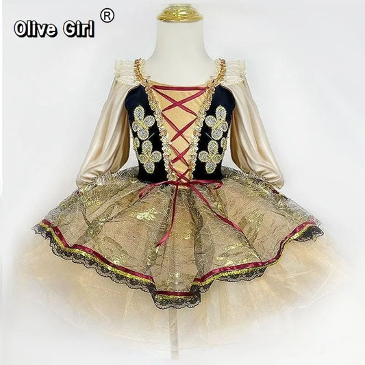 Olivegirl Children Stage Costume Ballet Tutu Dresses Kids Clothes Fairy Dress Girls Princess Ballet Performance Festival Dance