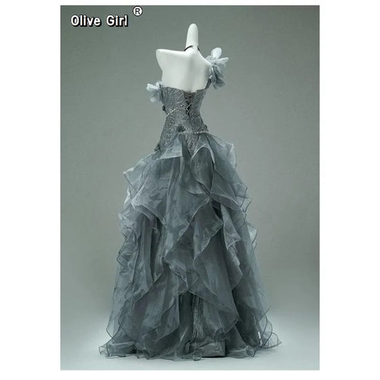 Olivegirl High End Dress 2026 New Lace One Shoulder Elegant Dress Fish Tail Wrapped Buttocks Art Examination Birthday Dress