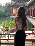 Suit Short Jacket Coat Skirt Set Women's Set Elegant Brown High-end Autumn Winter Two-piece Set Traditional Chinese Clothing